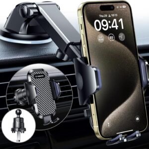 VANMASS 2024 BEST Car Phone Holder [Upgraded Suction & Clip]Rotatable Universal Mobile Phone Mount Dashboard Windscreen Vent Cradle Van Automobile Accessories for iPhone 16 Pro Max 15 14 13 12 Samsung