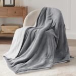 Bedsure Sherpa Fleece Throw Blanket - Fluffy Microfiber Solid Blankets for Bed and Couch Double/Twin Size, Silver Grey, 150x200cm